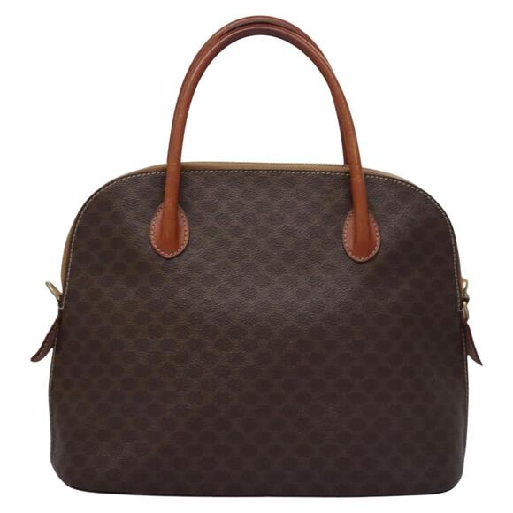 CELINE Macadam Canvas Hand Bag Pvc Leather Gold Brown - Picture 3 of 13